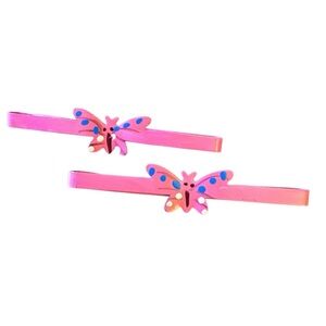 1980’s Vintage Metal Butterfly Barrettes in Pink, Deadstock, 2.4” Long